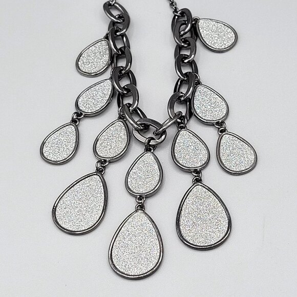 Womens Jewelry Silver Tone Cable Link Chain Fashion Necklace Drop Charms 15" - Picture 10 of 10